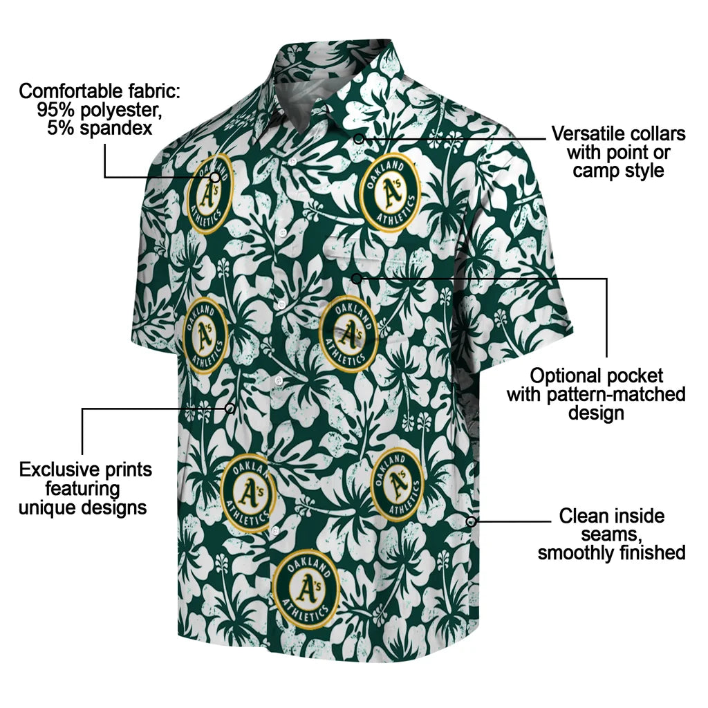 Oakland Athletics Hawaiian Shirt - Hibiscus Motif | Moonbestprint