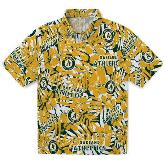 Oakland Athletics Hawaiian Shirt - Hibiscus Overlay | Moonbestprint