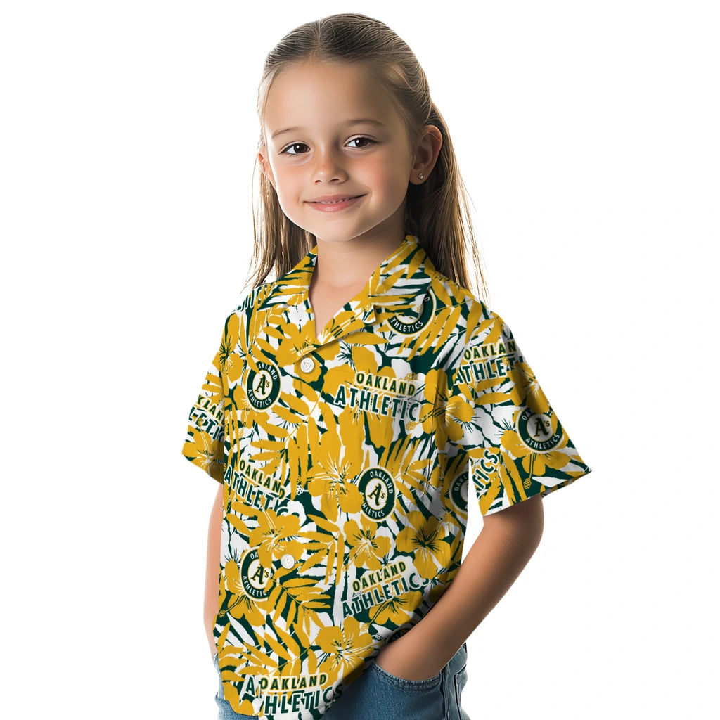 Oakland Athletics Hawaiian Shirt - Hibiscus Overlay | Moonbestprint