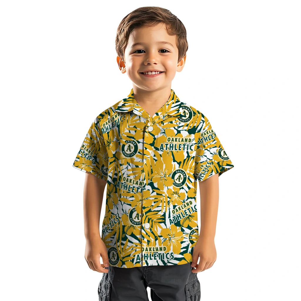 Oakland Athletics Hawaiian Shirt - Hibiscus Overlay | Moonbestprint