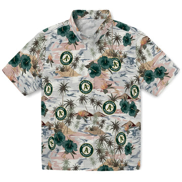 Oakland Athletics Hawaiian Shirt - Hibiscus Seaside | Moonbestprint