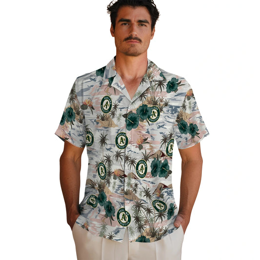 Oakland Athletics Hawaiian Shirt - Hibiscus Seaside | Moonbestprint