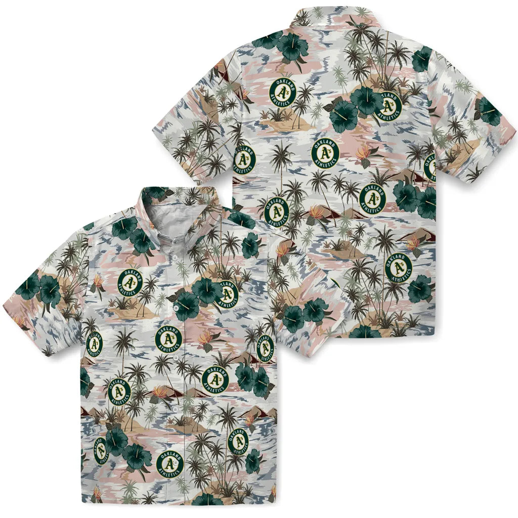Oakland Athletics Hawaiian Shirt - Hibiscus Seaside | Moonbestprint