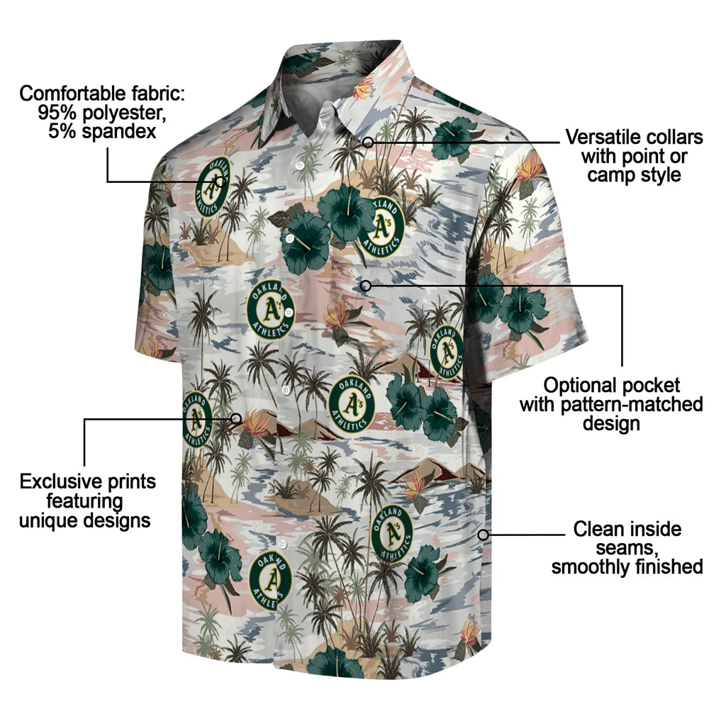 Oakland Athletics Hawaiian Shirt - Hibiscus Seaside | Moonbestprint