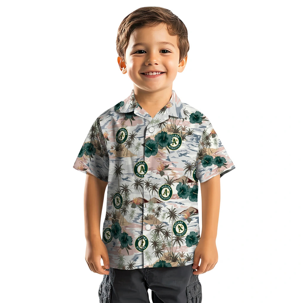 Oakland Athletics Hawaiian Shirt - Hibiscus Seaside | Moonbestprint