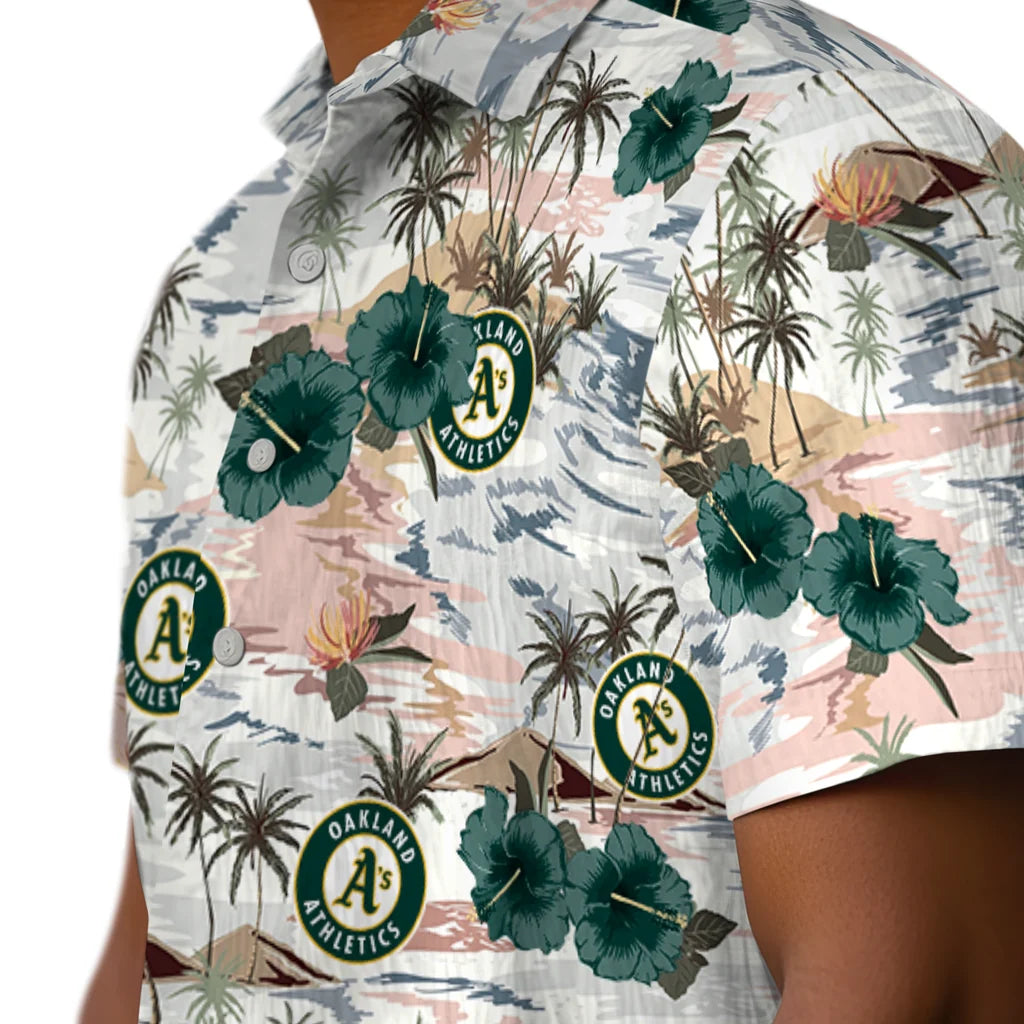 Oakland Athletics Hawaiian Shirt - Hibiscus Seaside | Moonbestprint