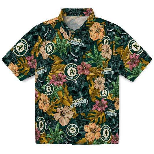 Oakland Athletics Hawaiian Shirt - Hibiscus Tiki Jungle | Moonbestprint