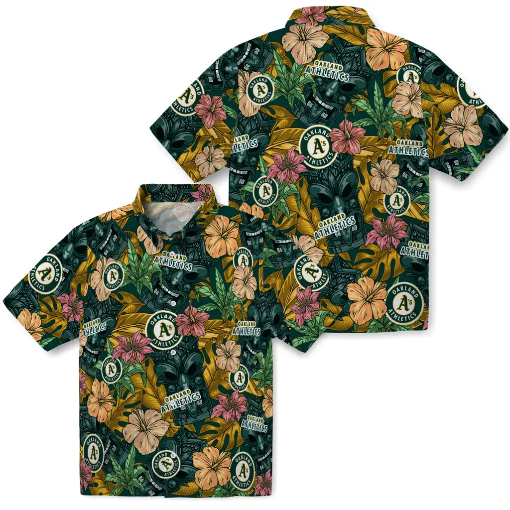 Oakland Athletics Hawaiian Shirt - Hibiscus Tiki Jungle | Moonbestprint