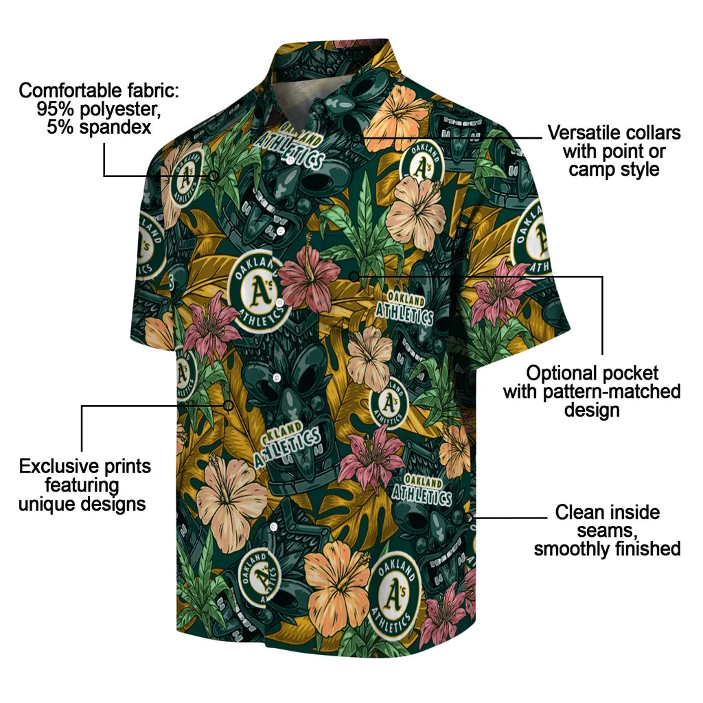 Oakland Athletics Hawaiian Shirt - Hibiscus Tiki Jungle | Moonbestprint