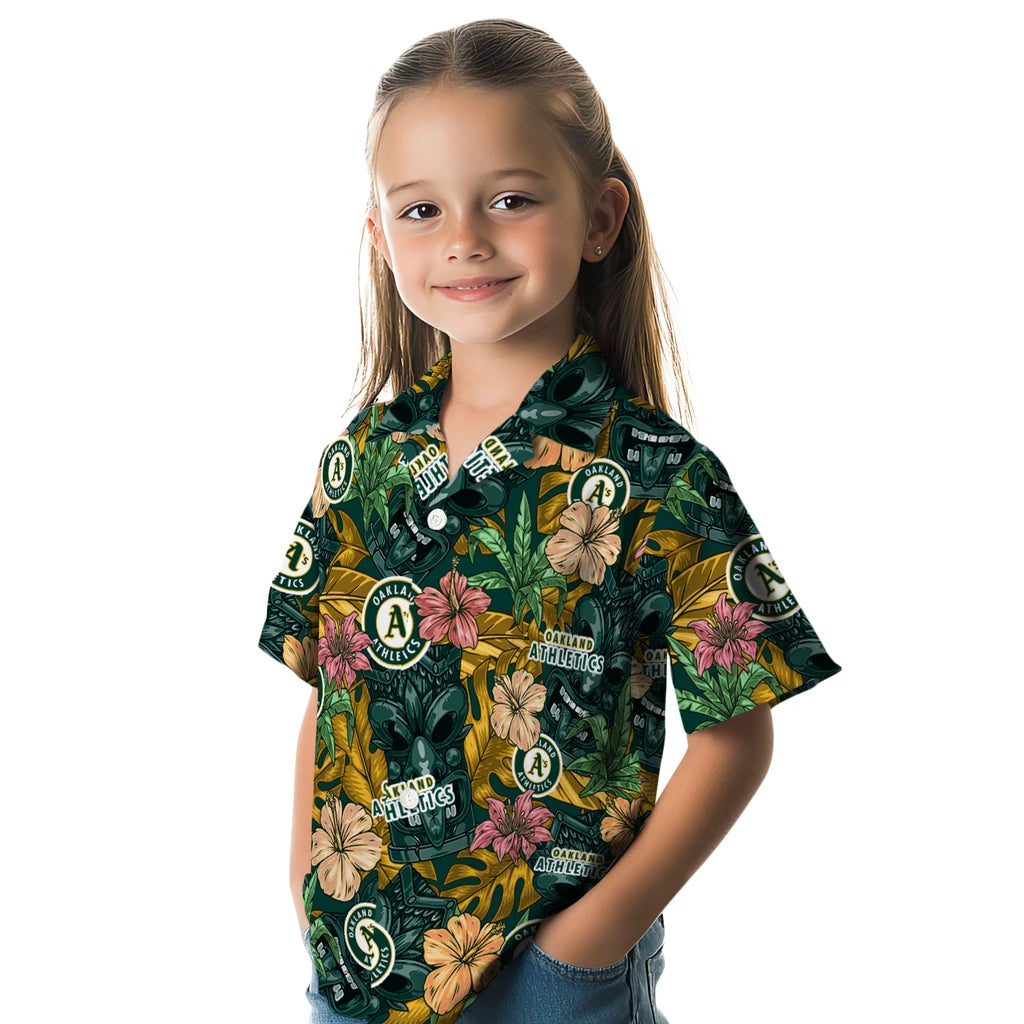 Oakland Athletics Hawaiian Shirt - Hibiscus Tiki Jungle | Moonbestprint