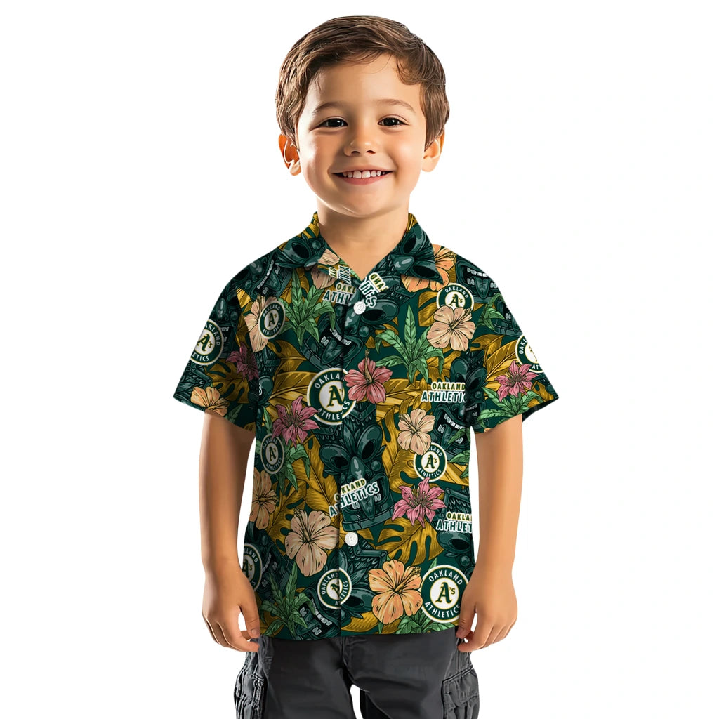 Oakland Athletics Hawaiian Shirt - Hibiscus Tiki Jungle | Moonbestprint