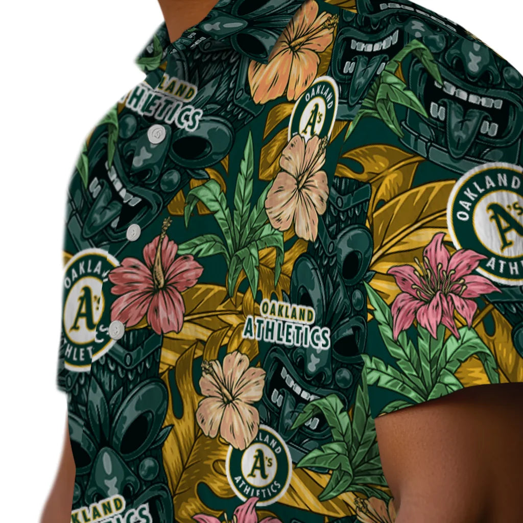 Oakland Athletics Hawaiian Shirt - Hibiscus Tiki Jungle | Moonbestprint