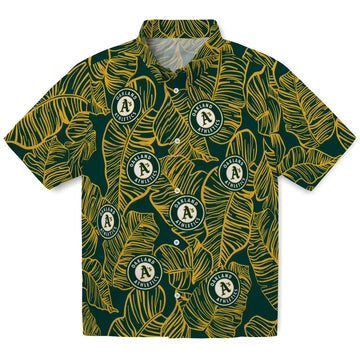 Oakland Athletics Hawaiian Shirt - Leaf Outline | Moonbestprint