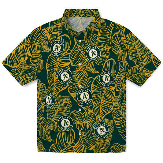 Oakland Athletics Hawaiian Shirt - Leaf Outline | Moonbestprint