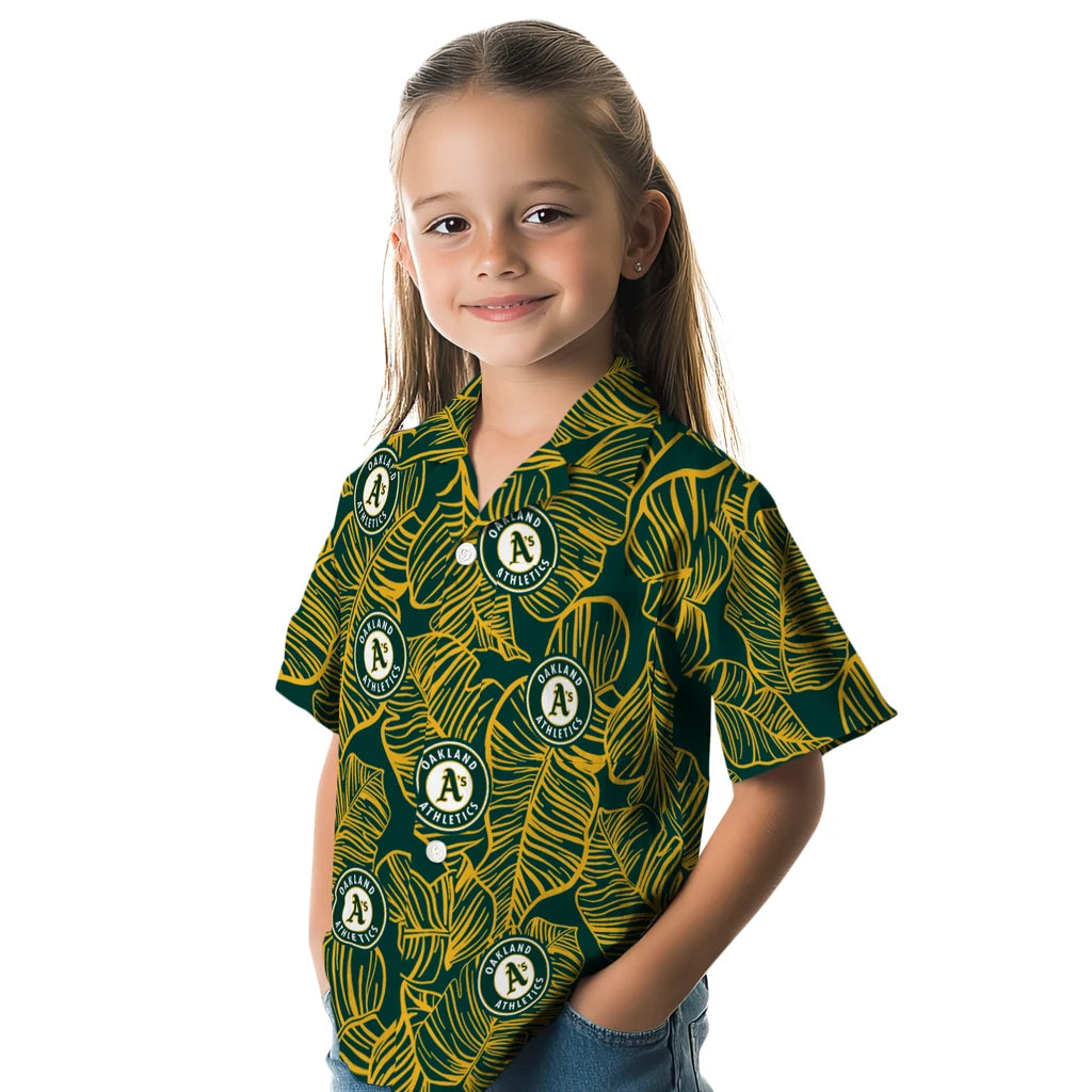 Oakland Athletics Hawaiian Shirt - Leaf Outline | Moonbestprint