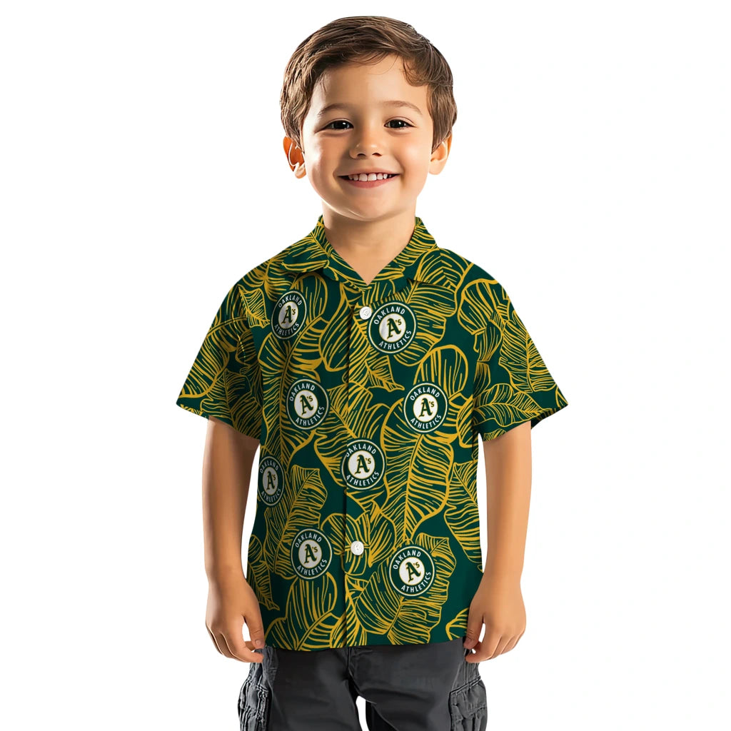 Oakland Athletics Hawaiian Shirt - Leaf Outline | Moonbestprint