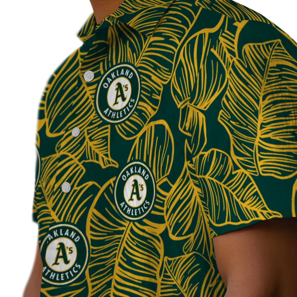 Oakland Athletics Hawaiian Shirt - Leaf Outline | Moonbestprint