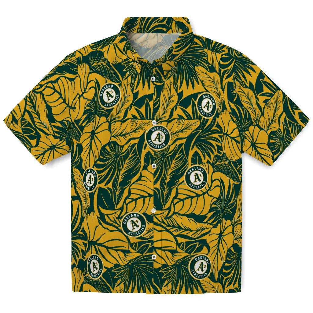 Oakland Athletics Hawaiian Shirt - Monstera Layer | Moonbestprint