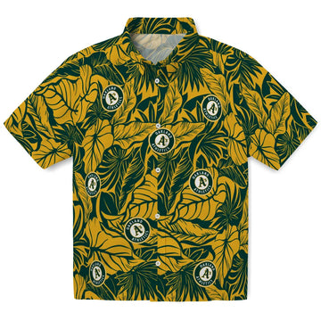 Oakland Athletics Hawaiian Shirt - Monstera Layer | Moonbestprint