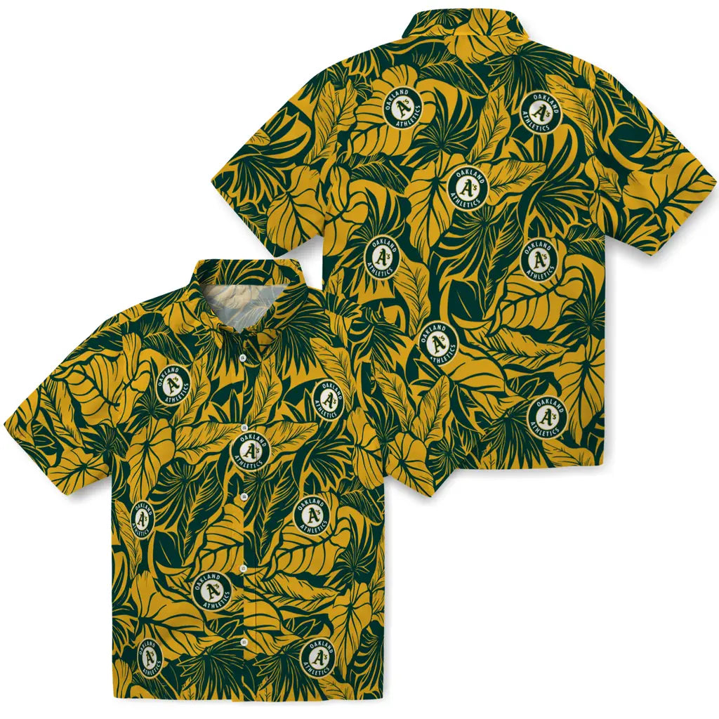 Oakland Athletics Hawaiian Shirt - Monstera Layer | Moonbestprint