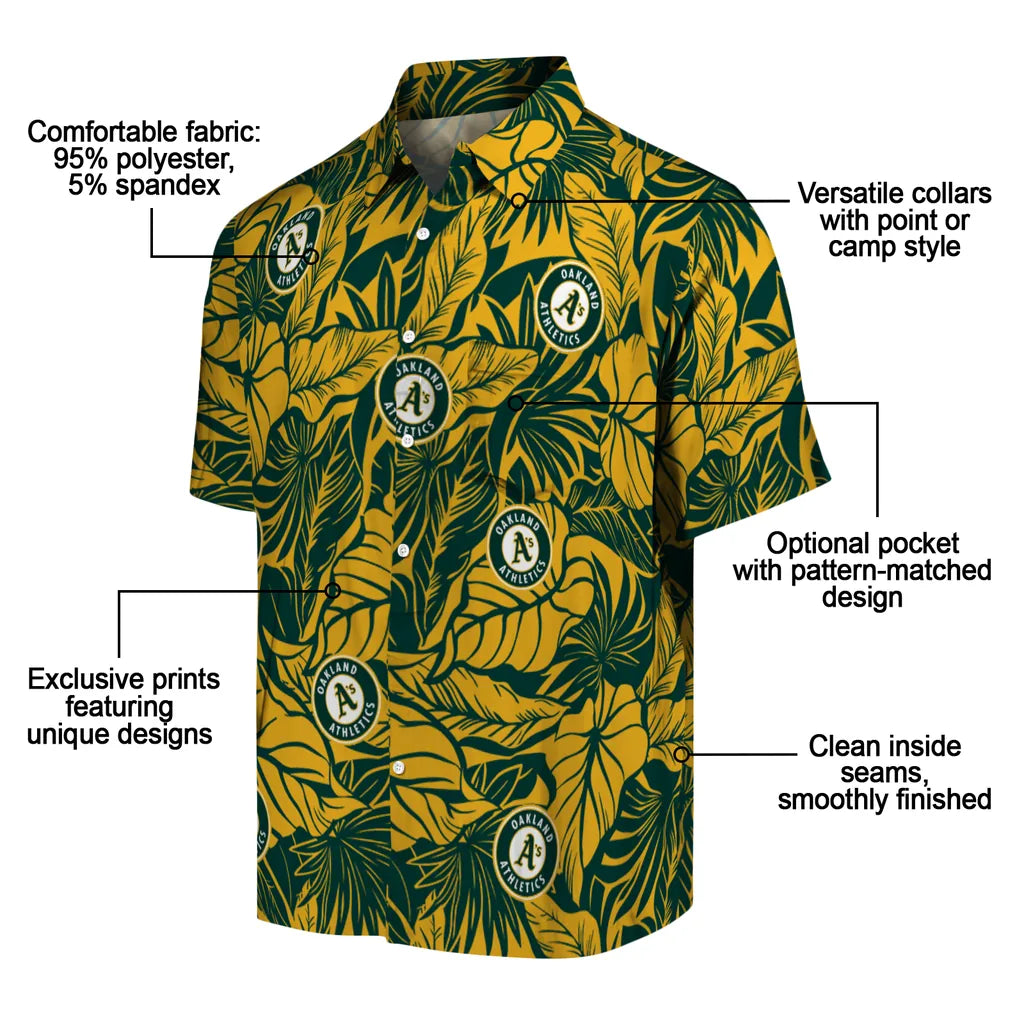 Oakland Athletics Hawaiian Shirt - Monstera Layer | Moonbestprint