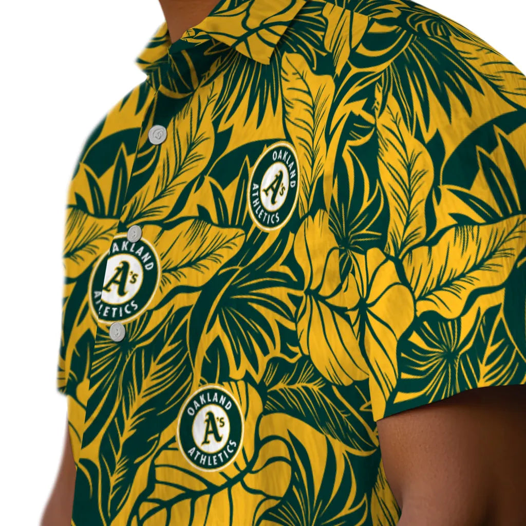 Oakland Athletics Hawaiian Shirt - Monstera Layer | Moonbestprint