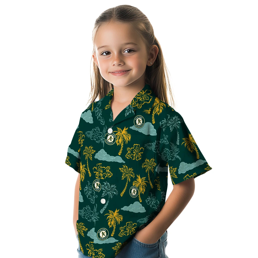 Oakland Athletics Hawaiian Shirt - Palm And Clouds | Moonbestprint