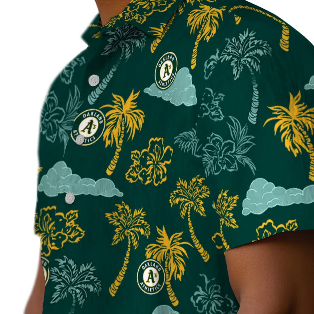 Oakland Athletics Hawaiian Shirt - Palm And Clouds | Moonbestprint