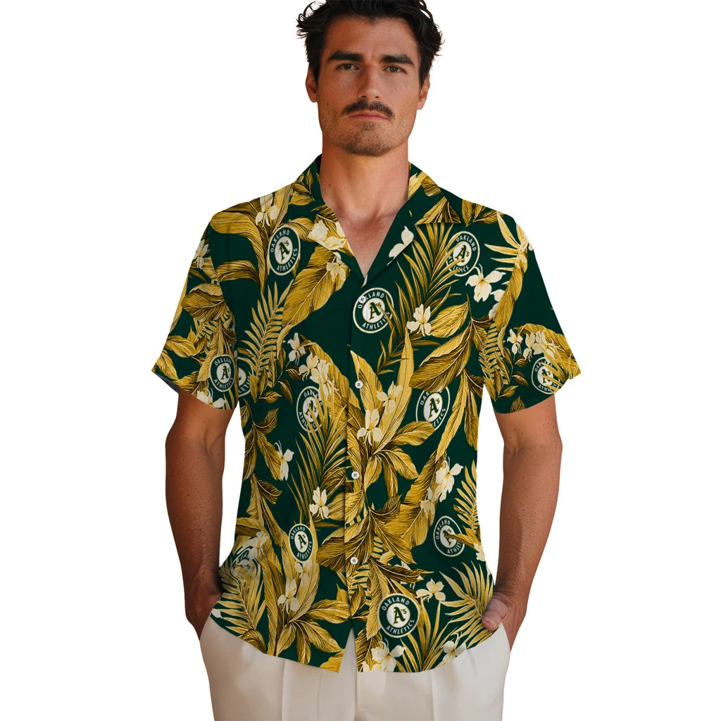 Oakland Athletics Hawaiian Shirt - Palm Leaves | Moonbestprint