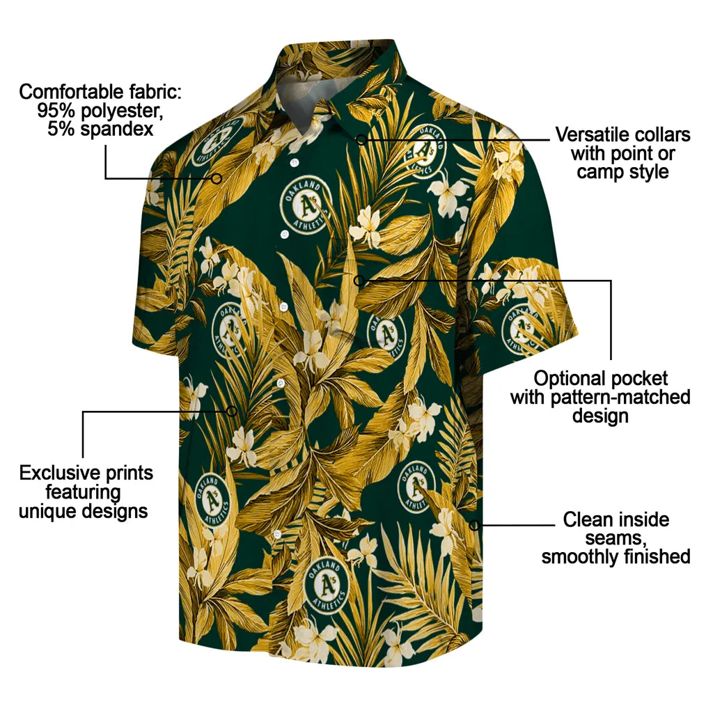 Oakland Athletics Hawaiian Shirt - Palm Leaves | Moonbestprint