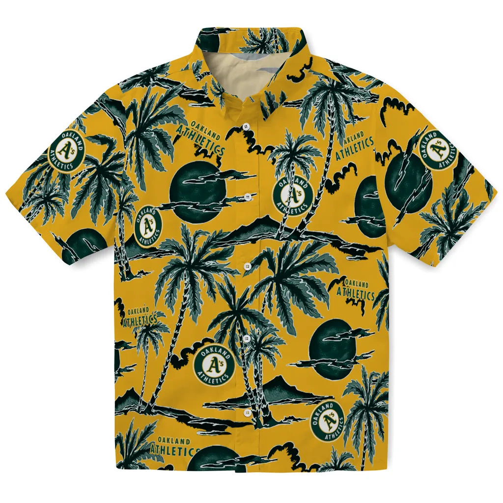 Oakland Athletics Hawaiian Shirt - Palm Sunset | Moonbestprint