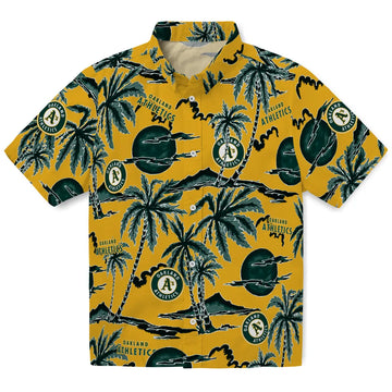 Oakland Athletics Hawaiian Shirt - Palm Sunset | Moonbestprint