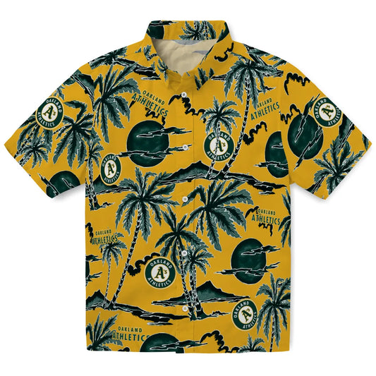 Oakland Athletics Hawaiian Shirt - Palm Sunset | Moonbestprint
