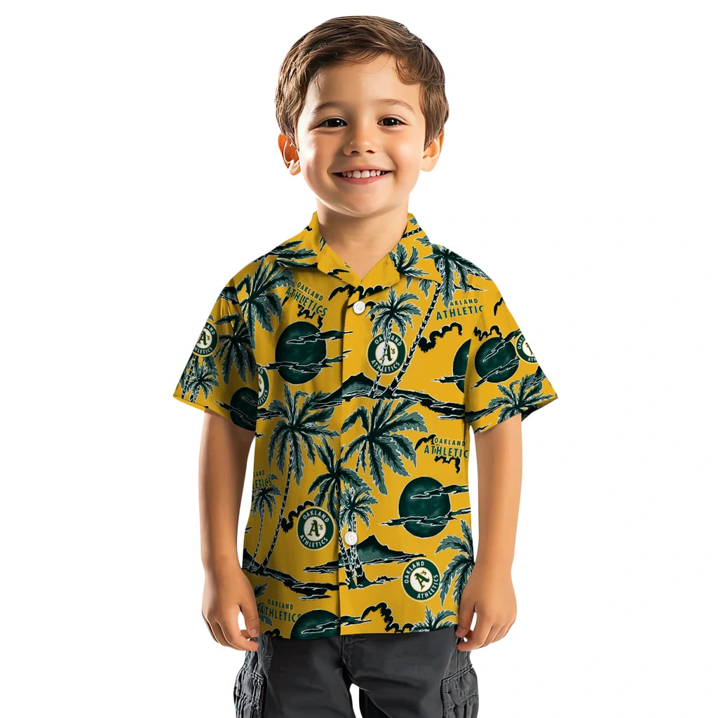 Oakland Athletics Hawaiian Shirt - Palm Sunset | Moonbestprint