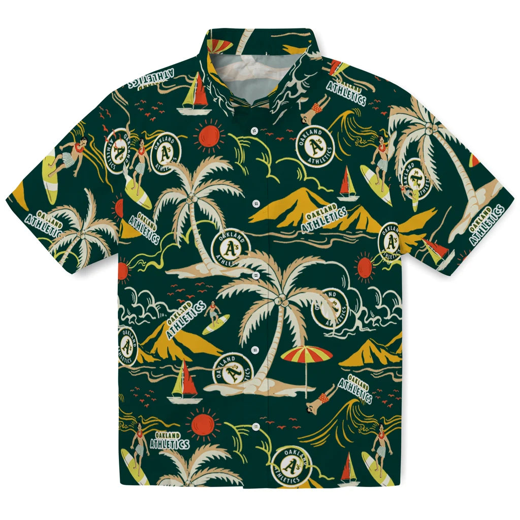 Oakland Athletics Hawaiian Shirt - Palm Tree Island | Moonbestprint