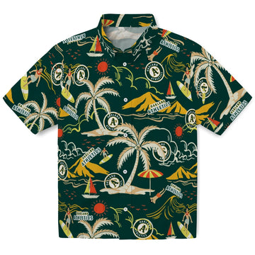 Oakland Athletics Hawaiian Shirt - Palm Tree Island | Moonbestprint