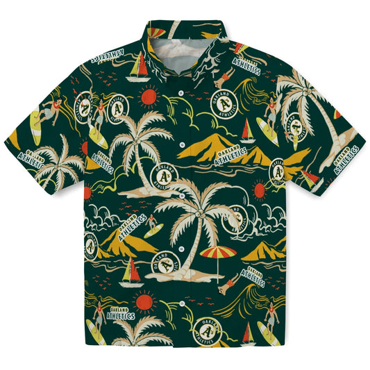 Oakland Athletics Hawaiian Shirt - Palm Tree Island | Moonbestprint