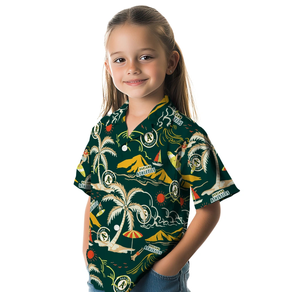 Oakland Athletics Hawaiian Shirt - Palm Tree Island | Moonbestprint