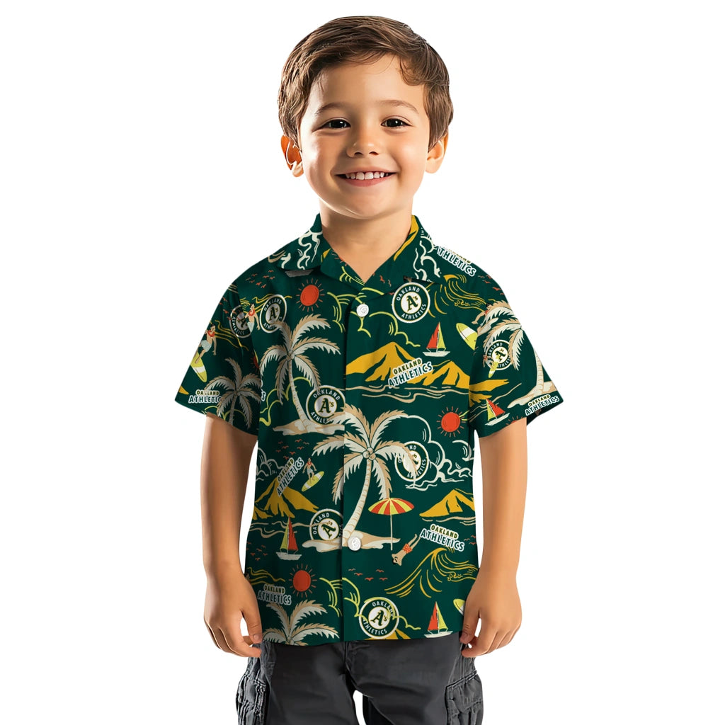 Oakland Athletics Hawaiian Shirt - Palm Tree Island | Moonbestprint