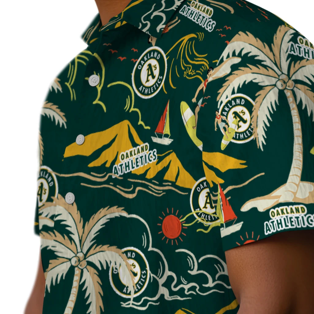 Oakland Athletics Hawaiian Shirt - Palm Tree Island | Moonbestprint