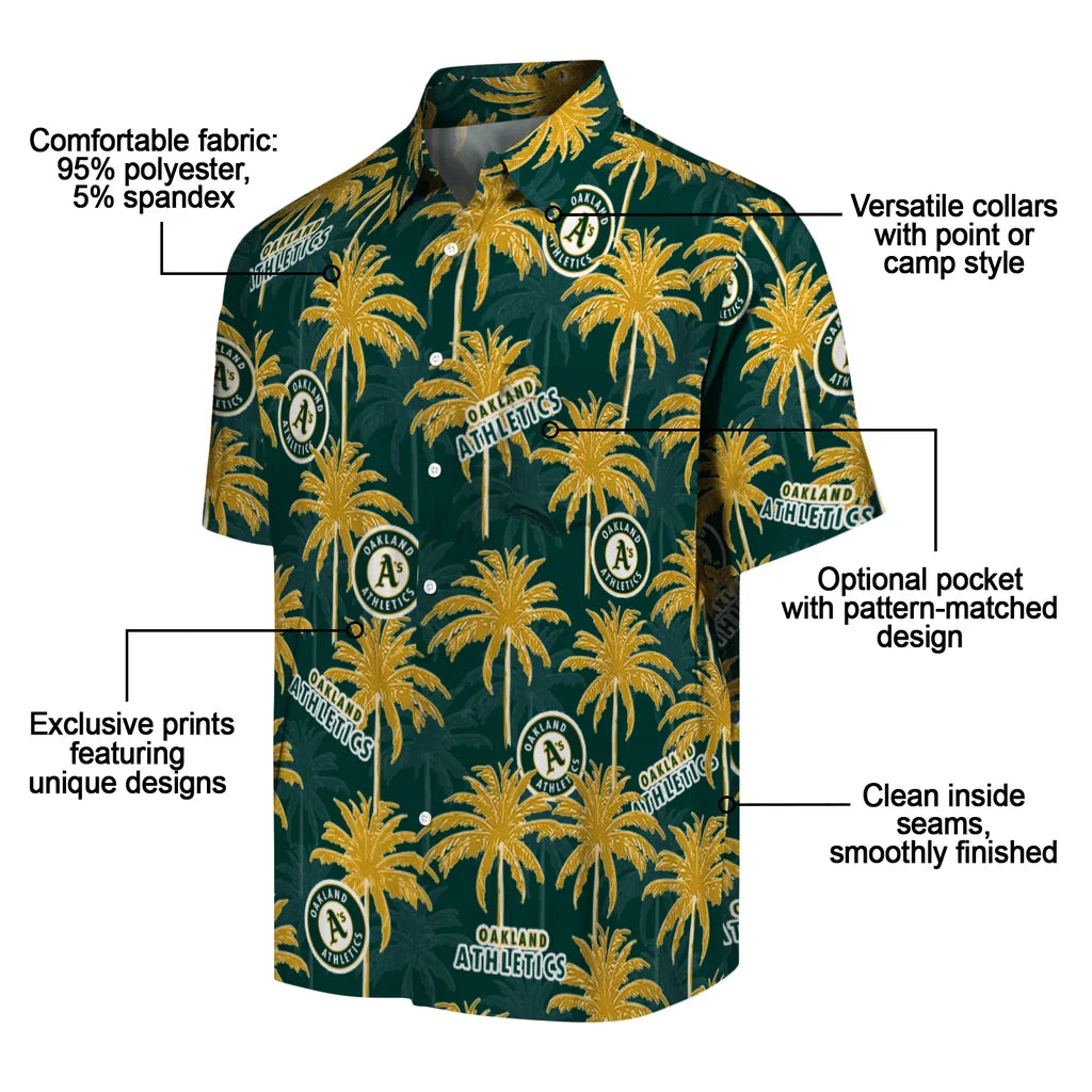 Oakland Athletics Hawaiian Shirt - Palm Tree Motif | Moonbestprint