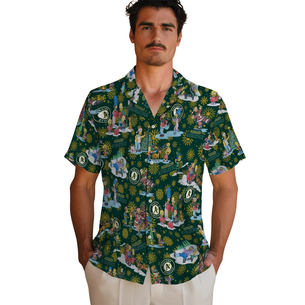 Oakland Athletics Hawaiian Shirt - Simpsons Christmas | Moonbestprint