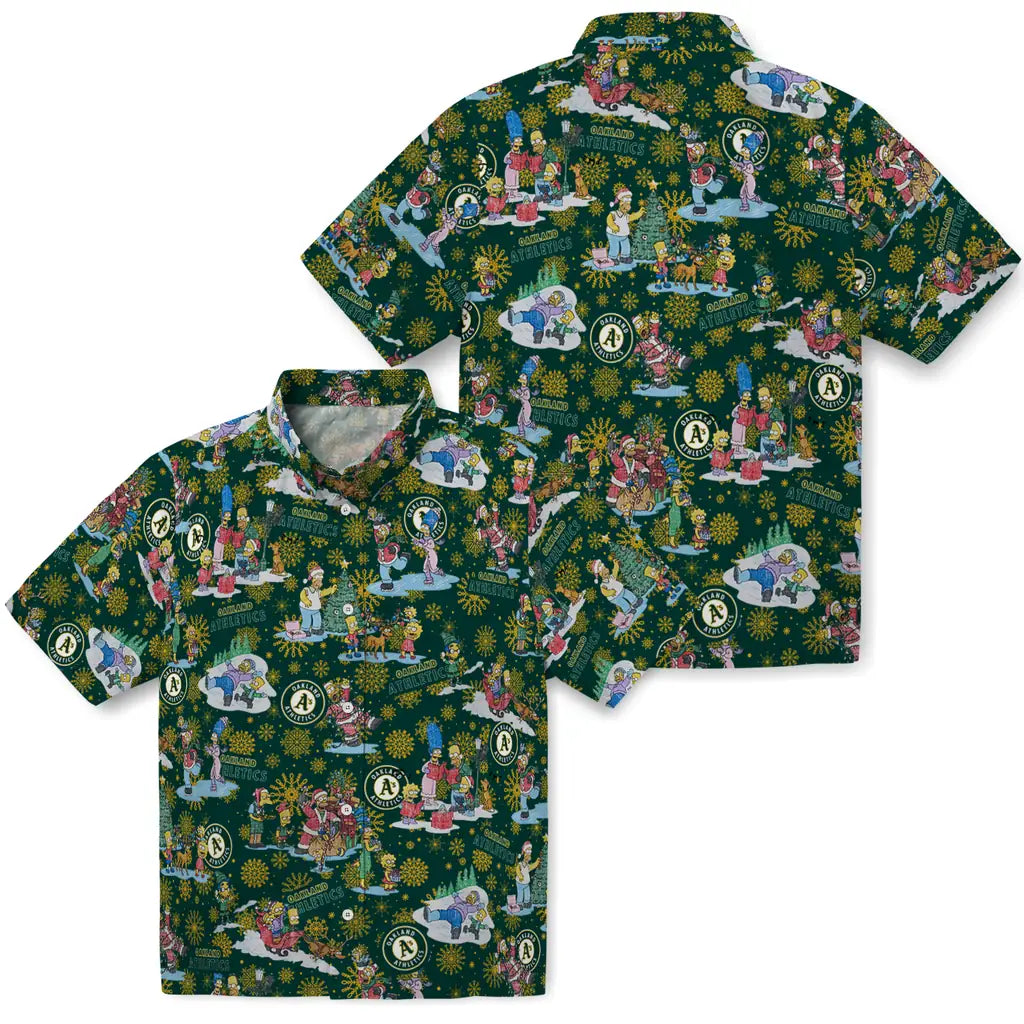 Oakland Athletics Hawaiian Shirt - Simpsons Christmas | Moonbestprint