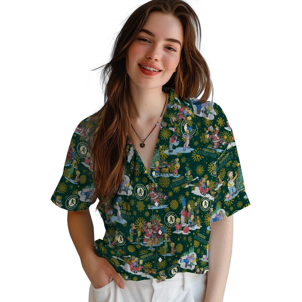 Oakland Athletics Hawaiian Shirt - Simpsons Christmas | Moonbestprint