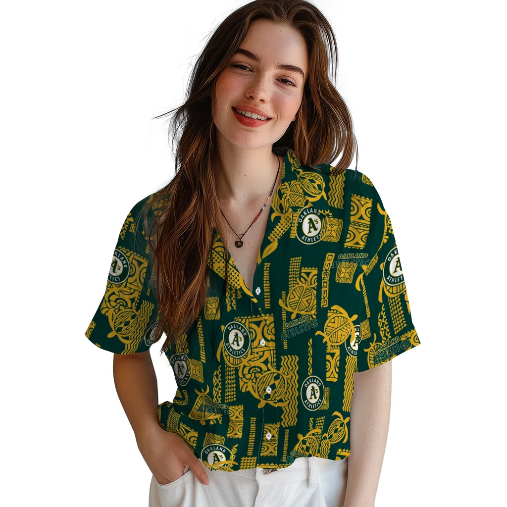 Oakland Athletics Hawaiian Shirt - Turtle Lines | Moonbestprint