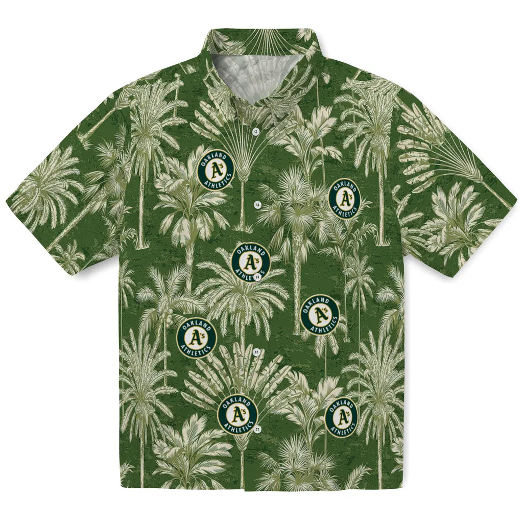 Oakland Athletics Hawaiian Shirt - Vintage Palm Tree | Moonbestprint