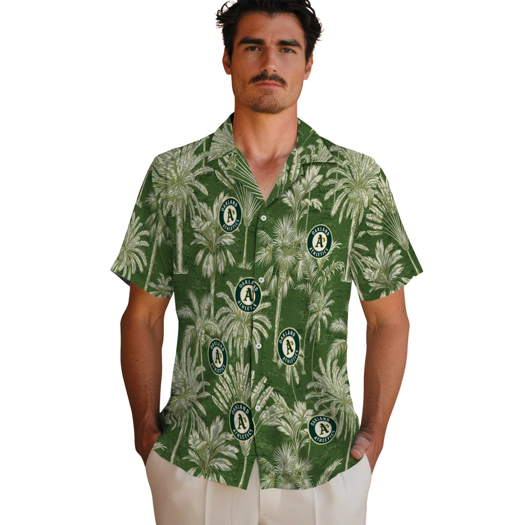 Oakland Athletics Hawaiian Shirt - Vintage Palm Tree | Moonbestprint