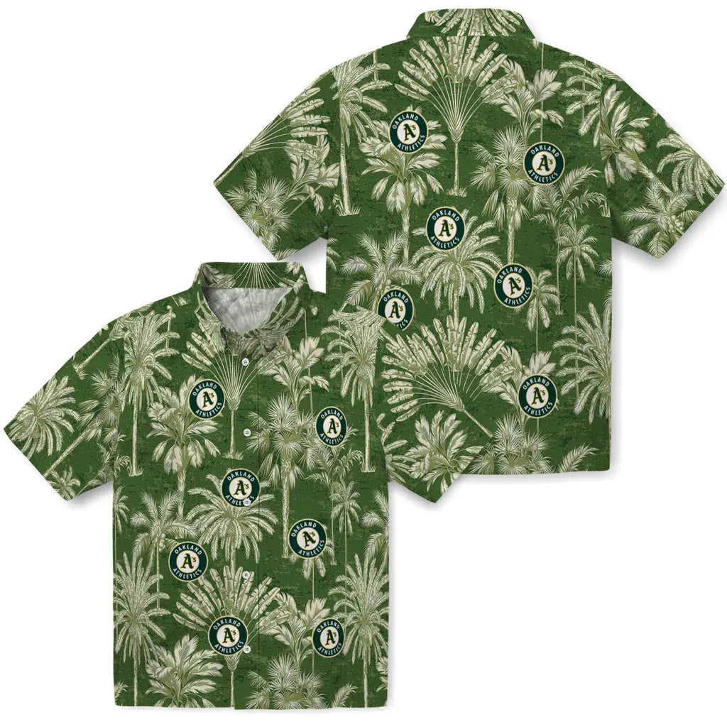 Oakland Athletics Hawaiian Shirt - Vintage Palm Tree | Moonbestprint