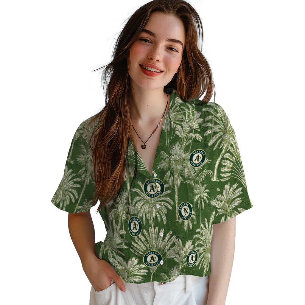 Oakland Athletics Hawaiian Shirt - Vintage Palm Tree | Moonbestprint