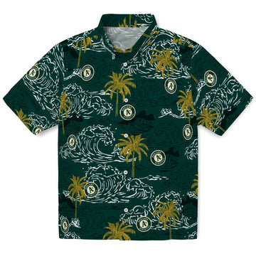 Oakland Athletics Hawaiian Shirt - Wave Palm | Moonbestprint